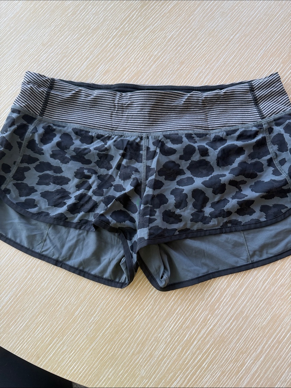 lululemon athletica Women's Grey and Black Leopard Print Athletic Shorts